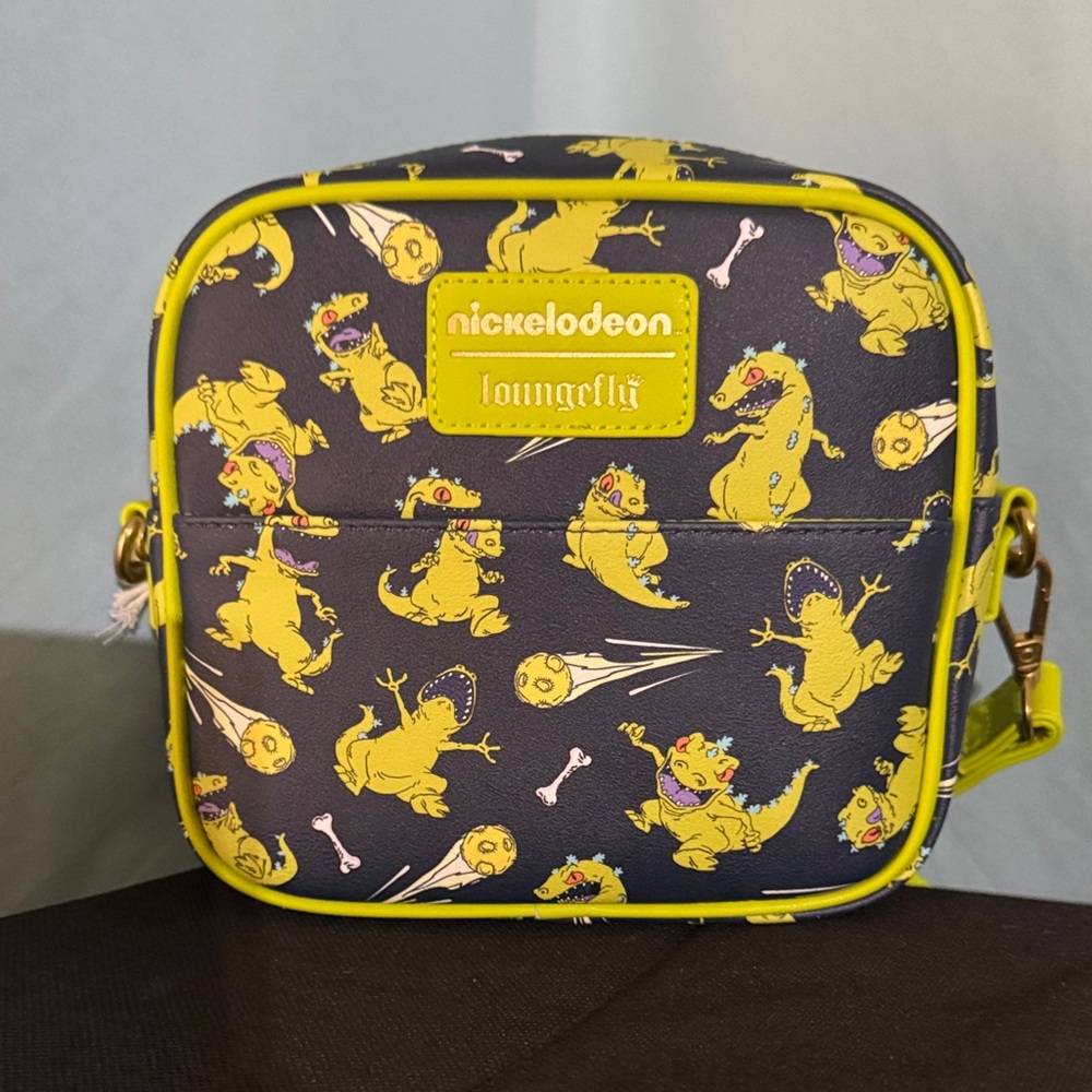 Loungefly Nickelodeon Reptar Navy and Yellow Square Crossbody Bag